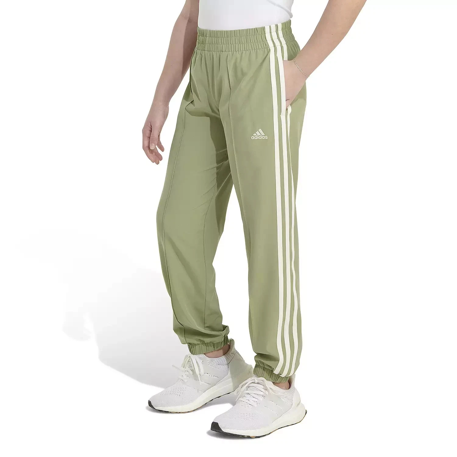 Adidas Girls Woven 3-Stripes Pants – Tent Green – Youth Small (7/8) – NWT