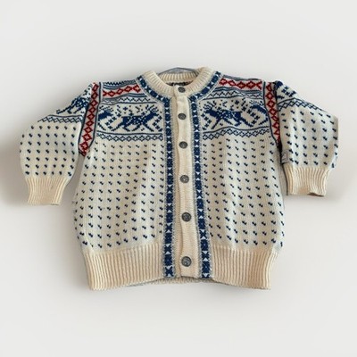Dale of Norway Fair Isle 100% New Wool Cardigan Sweater Pewter Buttons Kids 10