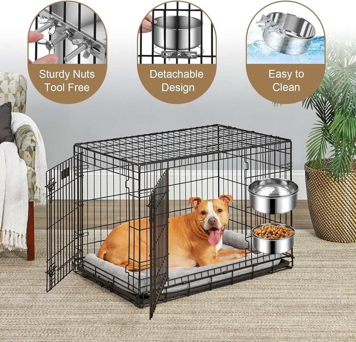 Crate Water Bowl No Spill Pet Supplies Pcs Medium Pet Dog Food