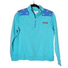 Vineyard Vines Kids Fleece Shep Shirt Aqua Blue Quarter-Zip Pullover Size S 8 