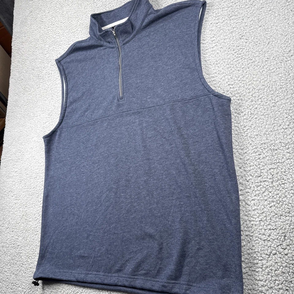 Dunning Golf Shirt Mens XXL Blue Sleeveless 1/4 Zip Bamboo Logo Embroidered Golf - Image 2 of 4