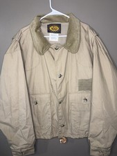 Vintage Woolrich Hunting Field Jacket Mens XL Tan USA Made Rear Game Pouch