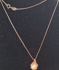 D 10K Yellow Gold 925 Pearl Pendant Necklace with Box Chain Spring Ring Closure — photo 1