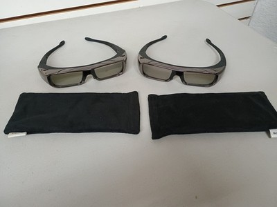 Set Of Two Sony TDG-BR100 3D Glasses Black Active Shutter w/ Soft Cases