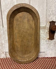 New primitive RUSTIC CARVED WOOD DOUGH BOWL Large 21"