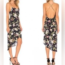 ALICE + OLIVIA Midnight blue floral Backless REENA midi Dress size 6