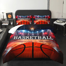 Sports Basketball Print Comforter 3Pcs Twin Ball Sport Gaming Basketball Court B