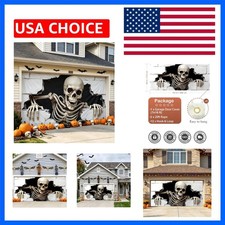 7 x 16 ft Halloween Garage Door Cover Halloween Decorations Outdoor Hanging B...