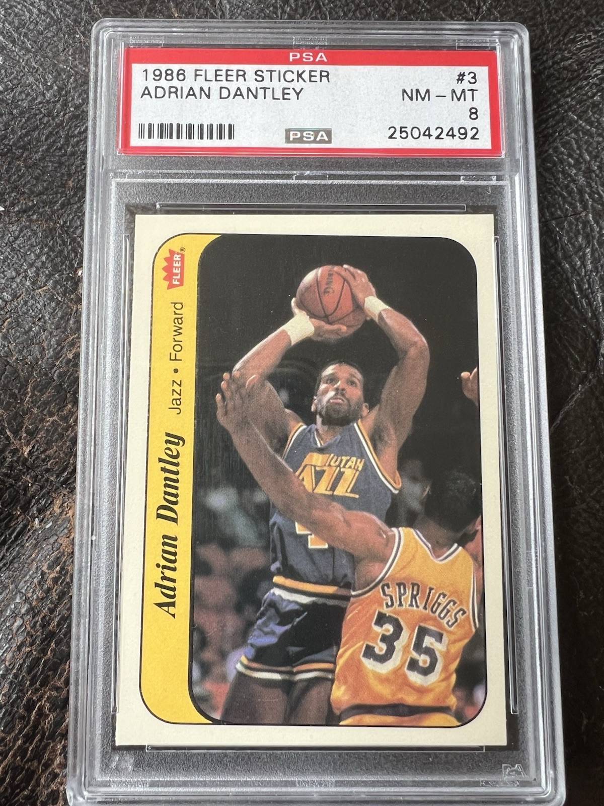 1986 Fleer Basketball Sticker #3 Adrian Dantley NM MT PSA 8