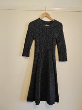 Hobbs wool knitted cable knit jumper dress size 8 chunky, cashmere black / grey