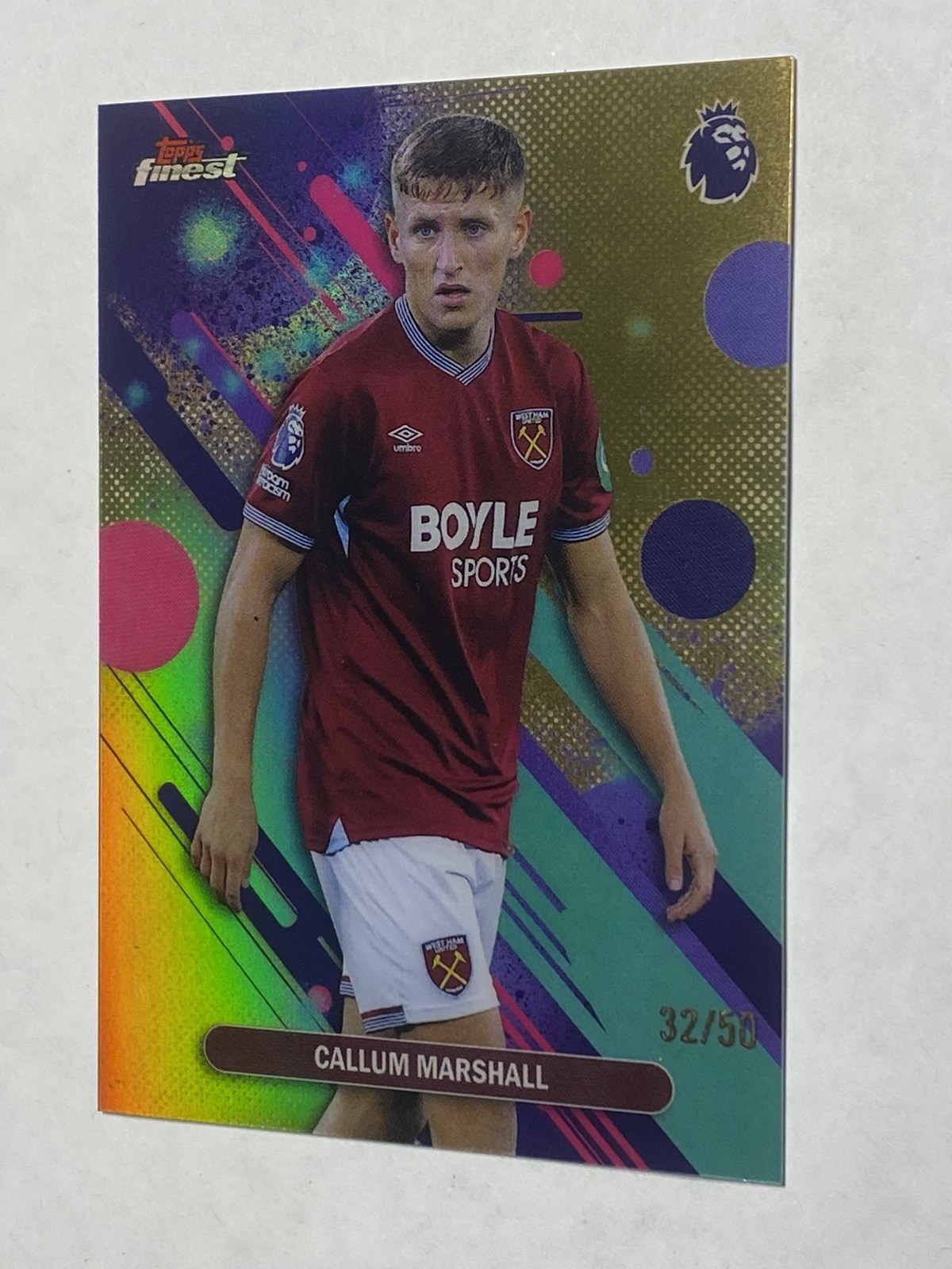 2026 Topps Finest Premier League CALLUM MARSHALL Common Gold /50 West Ham #97