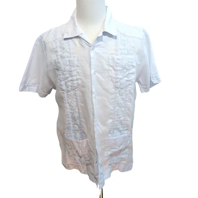 Chemise Lin Cuba Panama Successa Lilas Clair Guayabera 4 Poches L - Photo 1/3