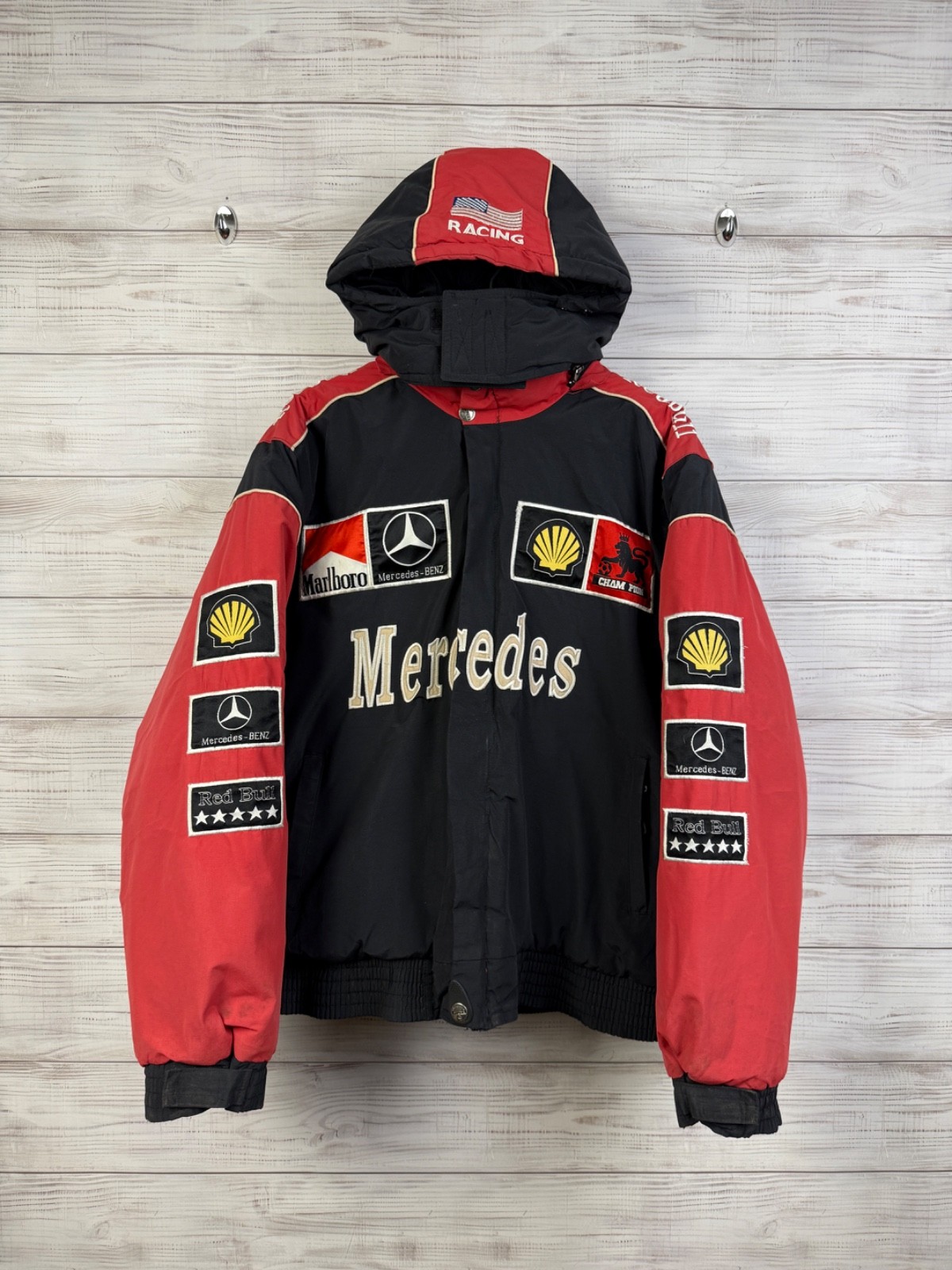Rare Vintage Racing Jacket Mercedes-Benz Marlboro Shell Red Bull