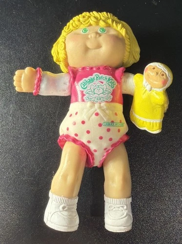 Cabbage Patch Kids Mini Figure PVC Vintage  1984 Blonde Hair Jumper