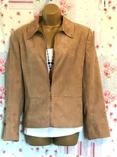 Suede Effect Jacket Bomber Camel Size 14