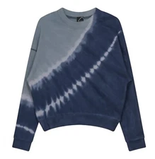 NEW Spades Dip Dye Long Drop Shoulder Sleeve Tee Shirt Blue Women's