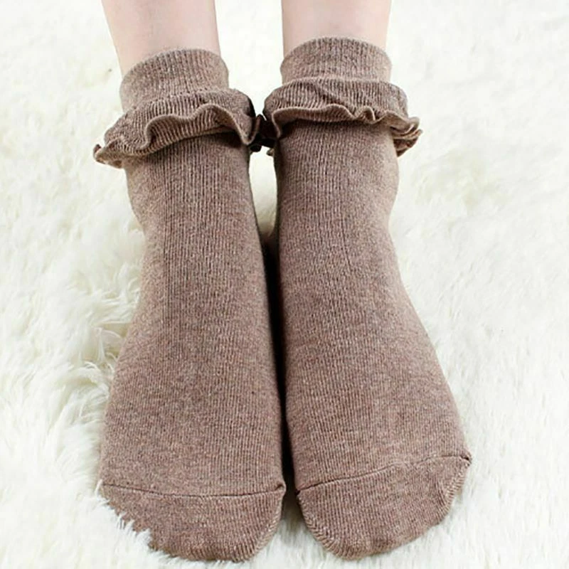 Women Girls Ankle Fancy Retro Lace Ruffle frilly Princess School Short Socks - image 4 of 4