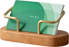 Business Card Holder for Desk, Wooden Creative Display Stand Cherry