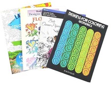 Lot of 4 Adult Coloring Books: Color by Number Birds, Flowers Geometric Large