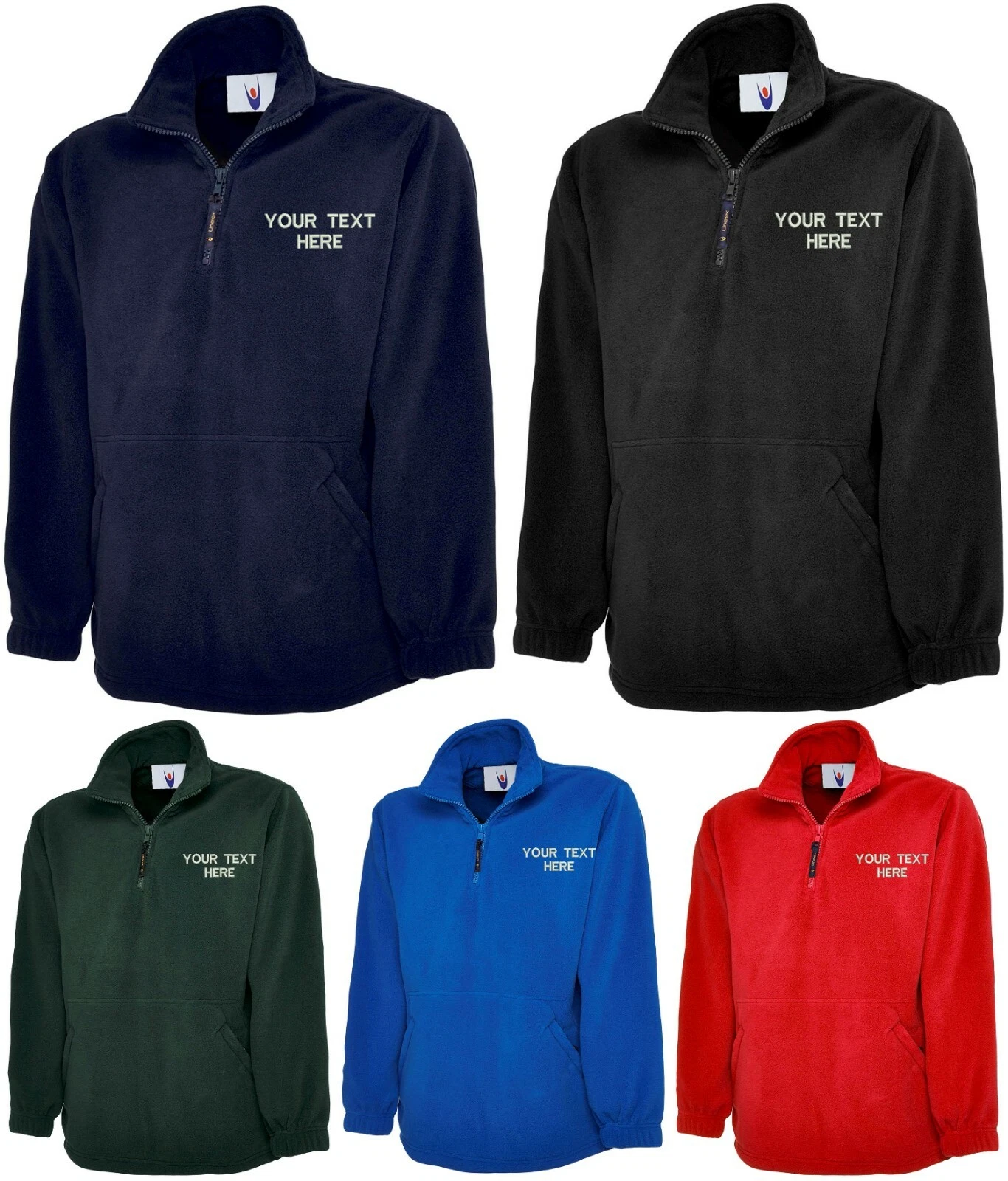 Personalised Embroidered Premium 1/4 Zip Micro Fleece Unisex Workwear Casual Top