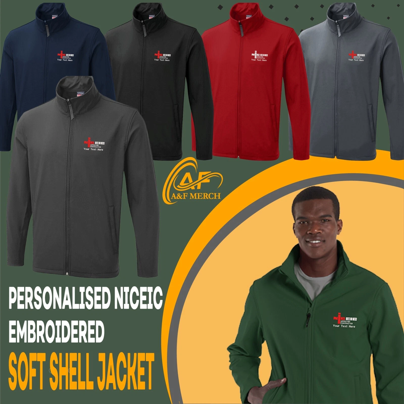 Personalised Embroidered NICEIC SoftShell Jacket Contractor Electrician Staff