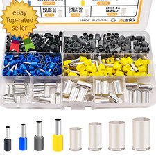 400PCS Silver Plated Copper Ferrules Wire Ends Terminals Crimp Connector Sleeves