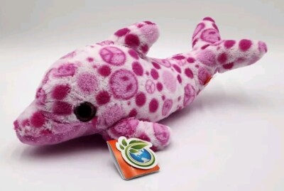 NWT Wild Republic Sweet & Sassy Pink Peace Plush Dolphin Stuffed 2019 Glitter