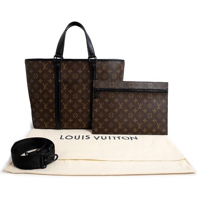 Louis Vuitton Weekend Tote PM Brown Leather Monogram Macassar for 