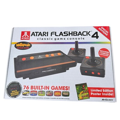 Atari Flashback 4 Classic Game Console 76 games Complete in Box W/Poster