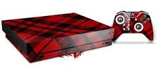 Skin for XBOX One X Console Controller Red Plaid Decal