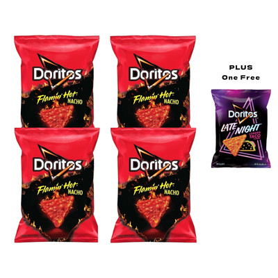 Doritos Flamin' HOT NACHO Flavor Tortilla Chips 9.25 oz (4 Bags) 9924+