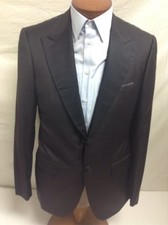 ABLA Textured Dk. Brown 2BT Wool Grosgrain Peak Lapel Tuxedo 40R/34 EU 50R 4395