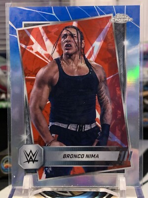 2025 Topps Chrome WWE Red and Blue Refractor #159 Bronco Nima   NXT JW 10C