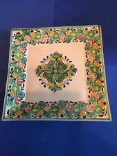 Vintage Handmade Plate Mexican Pottery Gogo GTO Mexico Yellow 10.75” square P4