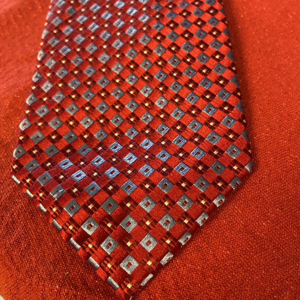 Corbata Hathaway vintage 100 % seda - roja Foto 3 de 4