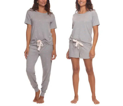 Felina Womens Pajamas 3-Piece Lounge Comfort Waist Soft Lightweight - S
