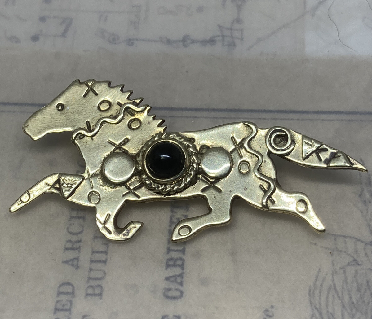 Handmade DEBORAH ROBERTS Layered Brass & Onyx “PA… - image 1