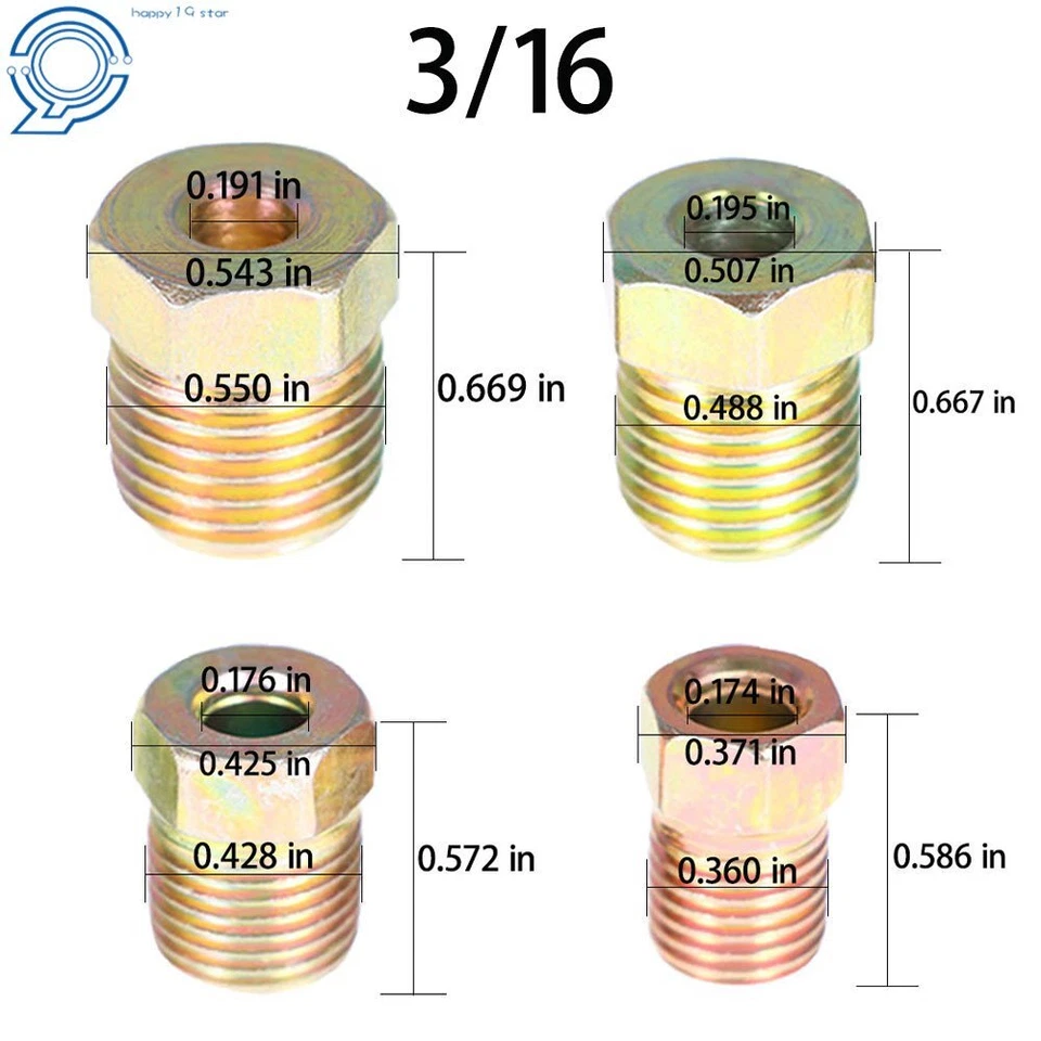 25 Ft. of 3/16 and 1/4 Zinc-Coated Brake Line Tubing Kit w/32 Fittings - Image 4 of 4