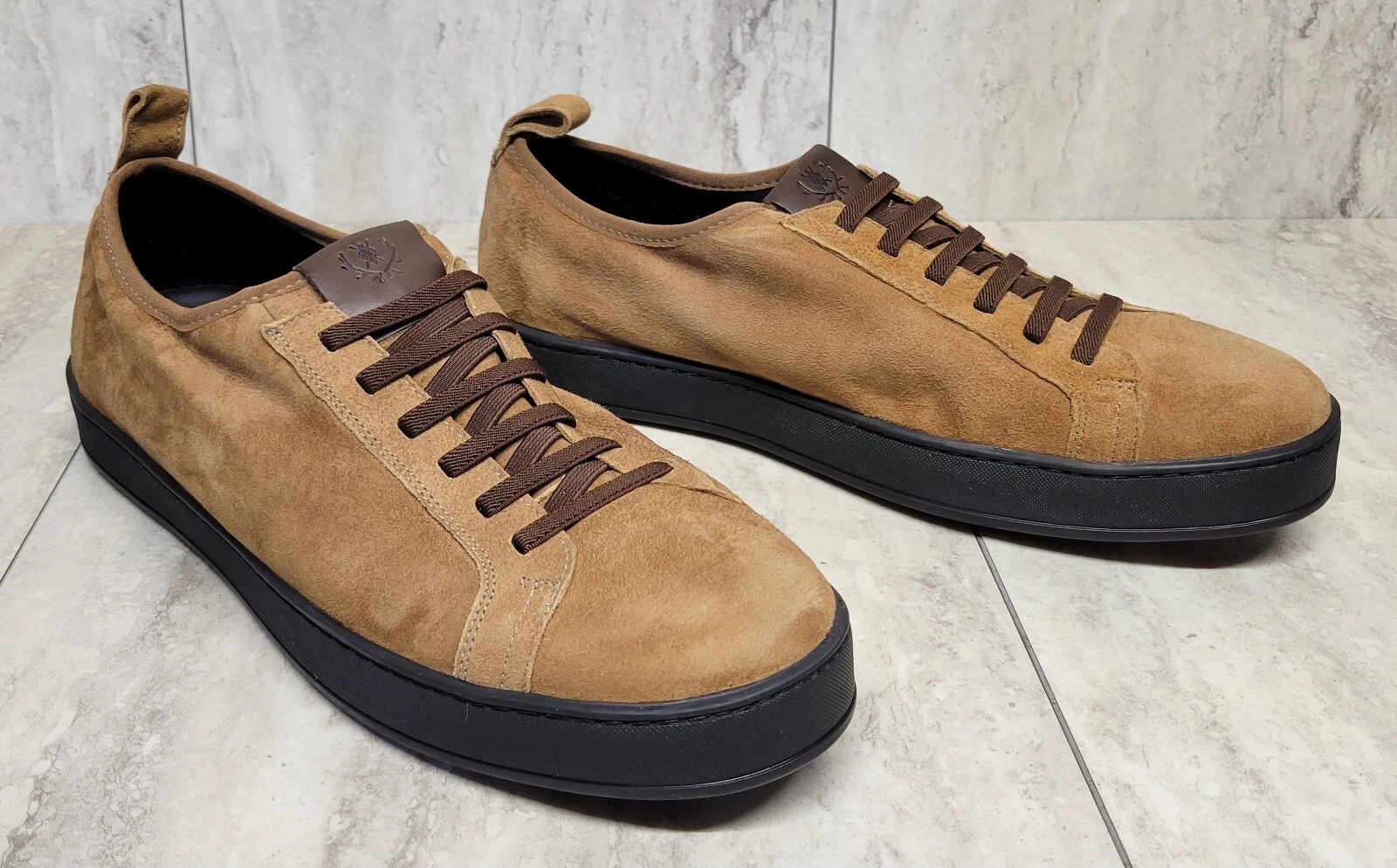 martin dingman signature Sheepskin Suede Sneakers Tobacco Color New Size 11.5