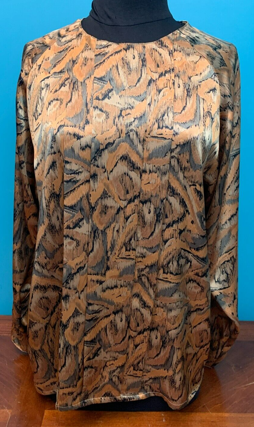 SAINT LAURENT Top da carriera vintage Yves St Clair plissettato davanti donna 8 oro nero e arancione