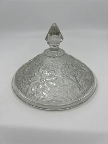 Clear Glass Leaves Lid (LID ONLY REPLACEMENT) Unknown Vintage