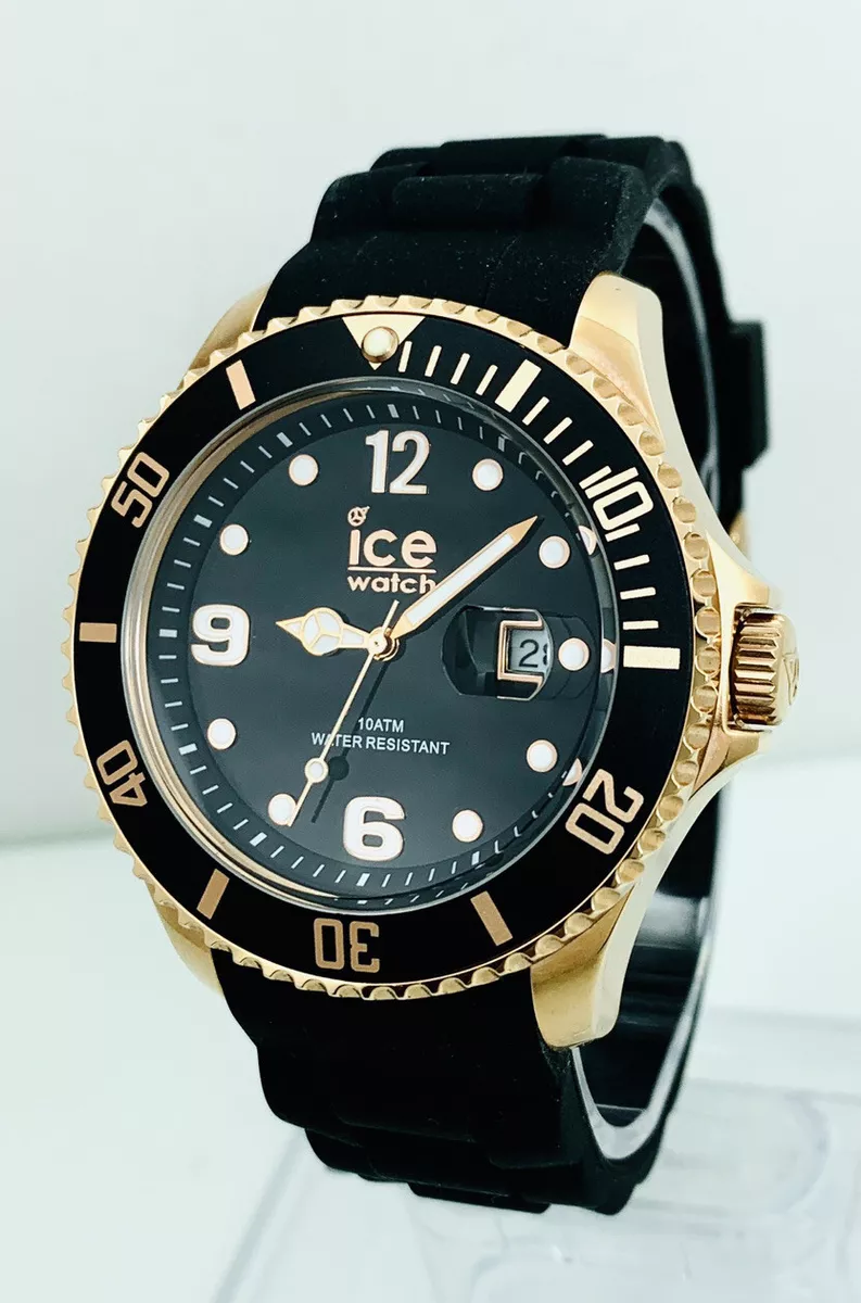 Ice-Watch Ice-Star Unisex Rose Gold Black Silicon Strap Watch IS.BKR.B.S.13