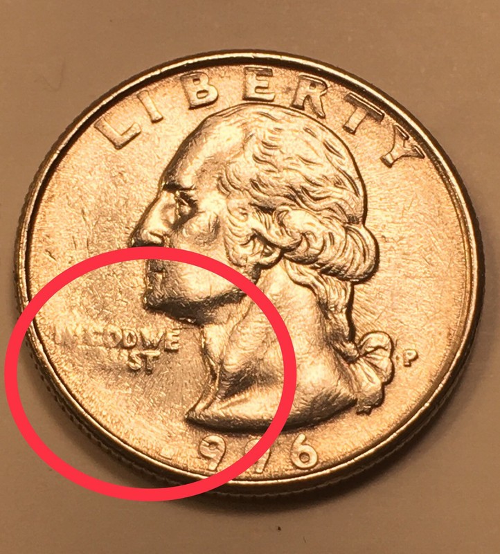 "-- -OD WE ---ST -996" 1996 P Washington Quarter Struck Through Error! Unique!
