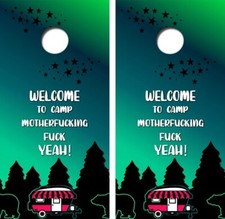 Welcome To Camp Cornhole Board Wrap LAMINATED Decal Vinyl Sticker 3657