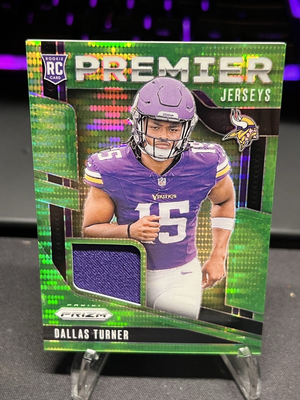 2024 Dallas Turner Panini Prizm Rookie Premier Jerseys Neon Green Pulsar #PJ-DTR