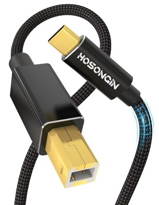 6 ft USB B to USB C Printer Cable Nylon Braided MIDI Cord for DJ Controller