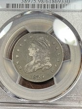 PCGS VF DETAILS 1825/4/2 CAPPED BUST LARGE SIZE QUARTER GRAFFITI