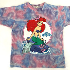 Vintage 90s Disney The Little Mermaid T-Shirt Ariel Tie Dye Girls Large 10/12