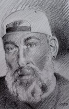 Original Pencil Drawing 8 x 11 in man and hat study by John Charles Thompson