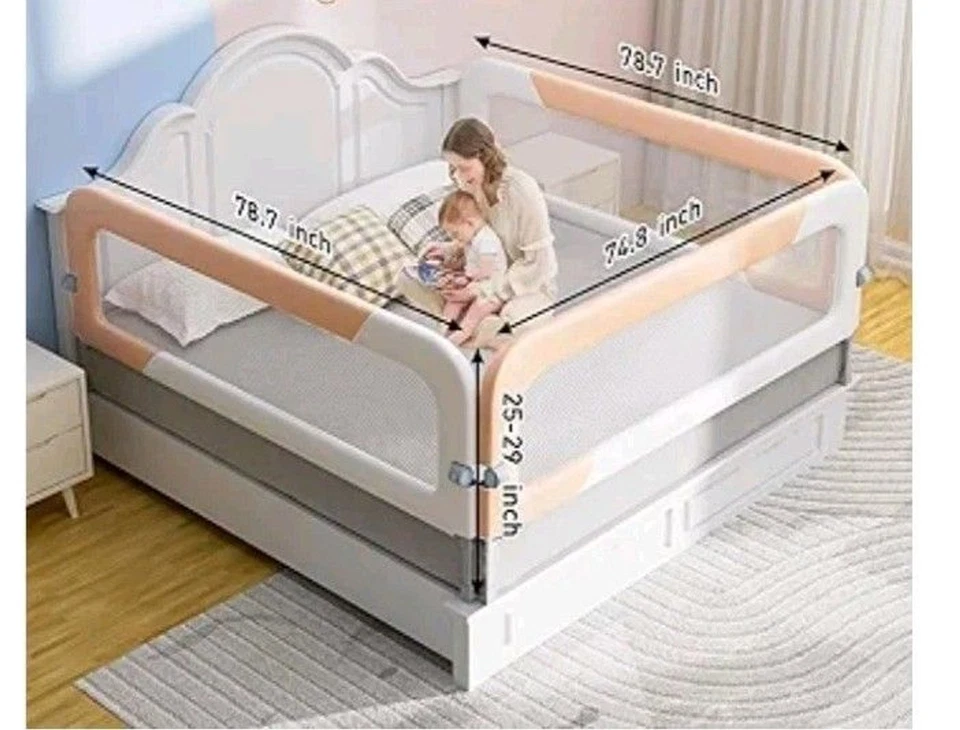 Paquete de 3 rieles de cama para niños pequeños para cama king altura ajustable y cama de seguridad plegable Foto 2 de 4